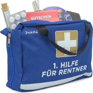 1. Hilfe für Rentner Tasche in blau – witziges Geschenk zum Ruhestand