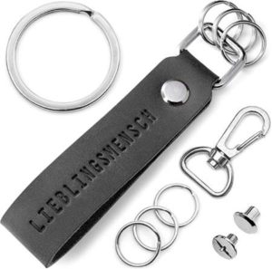 Schlüsselanhänger aus Leder mit Stanzung „Lieblingsmensch“ – schönes Geschenk für Männer