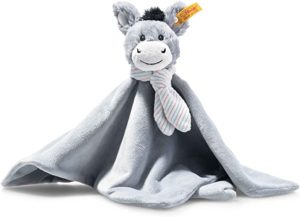 personalisiertes Schnuffeltuch "Dinkie" graues Eselchen – niedliches Geschenk für Babys