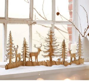 Holz-Silhouette Zauberwald in braunweiß – wunderhübsche Advents- und Weihnachtsdeko