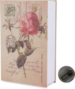 Buch-Safe mit romantischem Rosen/Postkarten-Cover