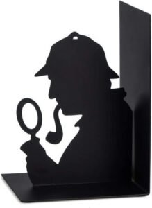 schwarze Metall-Buchstütze, Motiv „Sherlock Holmes“