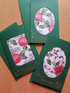 Weihnachtskarten basteln - grüne Karten