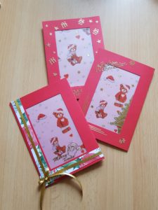 Weihnachtskarten basten - rote Karten