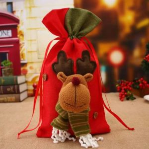Geschenksäckchen in rot mit Elchkopf – weihnachtliche Geschenkverpackung
