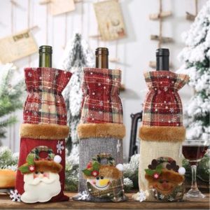 3er Set Taschen für Weinflaschen – weihnachtliche Verpackungen