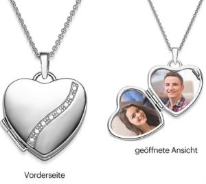 Silberkette mit Herzmedaillon zum Öffnen für zwei Fotos – bezauberndes Valentinstagsgeschenk für die Liebe deines Lebens