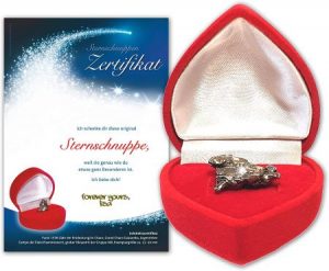 echte Sternschnuppe in einer roten Herz-Box mit Zertifikat – Valentinstagsgeschenk für SIE