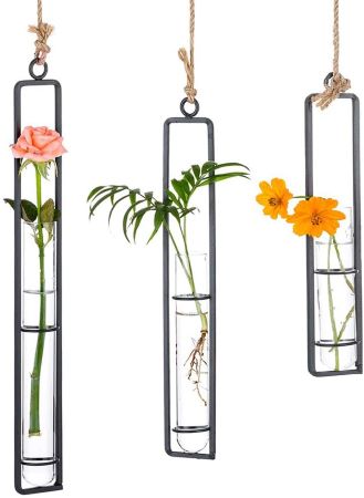 3er Set hängende Vasen aus Schmiedeeisen – kleine Geschenke im Frühling
