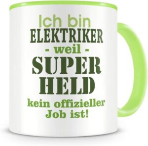 Tasse mit Aufdruck: Ich bin Elektriker weil Superheld kein offizieller Job ist!