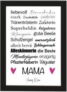 Poster mit den guten Eigenschaften einer Mama- personalisiertes Muttertagsgeschenk – Geschenk zum Wohlfühlen