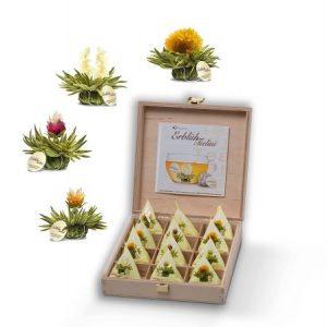 12 Teeblumen in einer Holzbox – Geschenkidee zum Muttertag