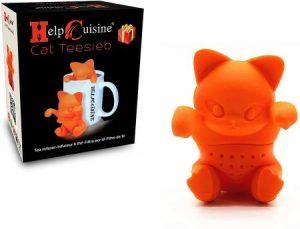 orangefarbenes Teesieb "Kätzchen" aus Silikon – niedliches Geschenk zum Muttertag