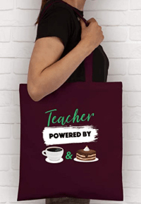 Tasche - Teacher powered by coffee and cake - witzige Geschenkidee für Lehrer*innen