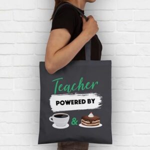 Tasche - Teacher powered by coffee and cake - witzige Geschenkidee für Lehrer*innen