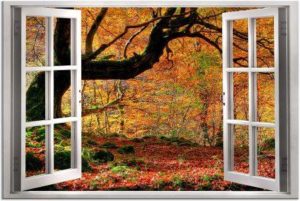 Leinwandbild – Fenster zum Herbstwald