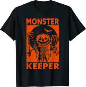 T-Shirt in schwarz/orange "Monster Keeper"