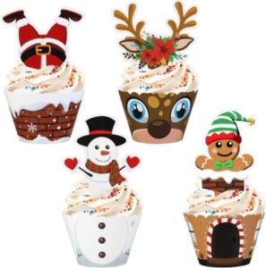 Muffins / Cupcake Toppers und Wrappers im Weihnachtsdesign