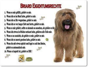 Blechschild - Briard Eigentumsrechte - witzige Geschenkidee für Hundefans