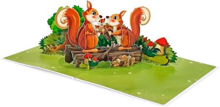 3D Pop Up Karte mit Eichhörnchen-Motiv