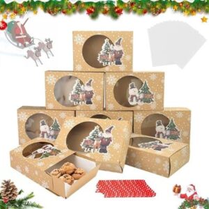 12 Boxen mit Sichtfenster mit weihnachtlichen Motiven für Weihnachtsgebäck 