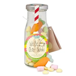 DIY weiße Oster Schoki – weiße Schokolade, Mini Marshmallows und Zuckerrübe in einer Mini-Flasche