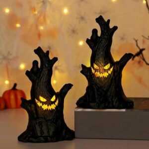 2er Set LED Leuchten Halloween „Baumstumpf“