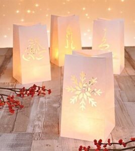 Lichtertüten-Set mit 4 verschiedenen Stanzungen: Tannenbaum, Schneeflocke, Sterne und Kerze