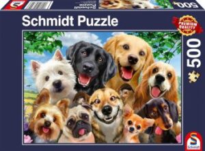 500 Teile Puzzle: Hunde Selfie mit 9 verschiedenen Hunderassen