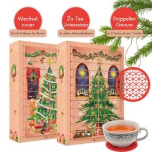 Tee-Adventskalender für Zwei, zwei Motive durch Wechselcover