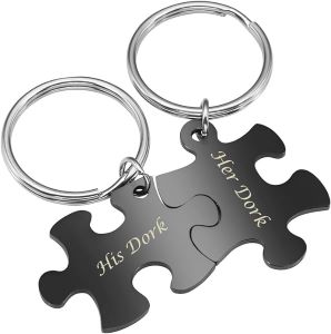 Zwei personalisierbare Schlüsselanhänger mit Puzzle-Motiv