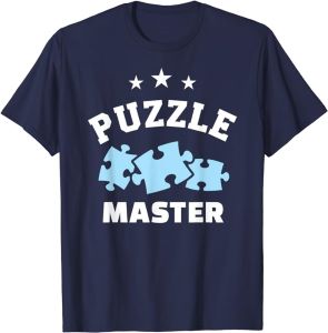 dunkelblaues T-Shirt mit Aufdruck: Puzzlemaster