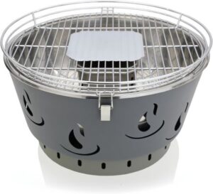 kompakter Mini-Holzkohlegrill in grau 