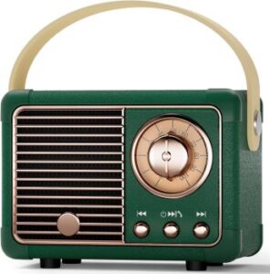 Mini-Bluetooth-Lautsprecher im Retro-Radio-Design – witziges Wichtelgeschenk für Kollegen und Freunde