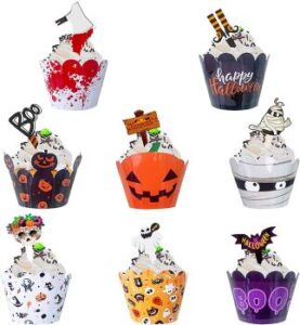 Cupcake-Dekoset für Halloween mit Wrappers und Toppers