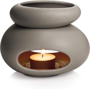 Graue Duftlampe für ätherische Öle aus Keramik – schönes Wichtelgeschenk für Frauen