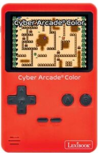 tragbare Retro-Spielekonsole in rot.