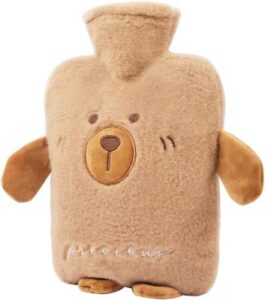 Wärmeflasche mit Bezug im Bärchen-Design – niedliches Wichtelgeschenk für verfrorene Freundinnen