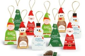 TEE-SET: 10 witzige Weihnachtsfiguren (2 x 5 verschiedene Tee-Sorten) mit lustigen Namen: Schneemann Felix Schneeflocke, Tanne Norbert Nordmann, Elch Paul Leckermaul, Nikolaus Opa Weihnachtsmann, Elf fleißiger Weihnachtself