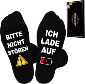 schwarze Socken mit Aufdruck: BITTE NICHT STÖREN ICH LADE AUF WITZIGES WICHTELGESCHENK FÜR mÄNNER