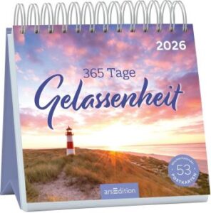Postkartenkalender 2026 zum Aufstellen: 365 Tage Gelassenheit Wochenkalender mit 53 Postkarten für entspannende Momente