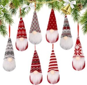 8 verschiedene Wichtel in rot und grau