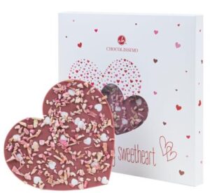 Schoko Herz aus Ruby Schokolade mit Rhabarber