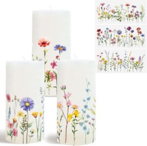3er Set Kerzen-Tattoos mit Blumen