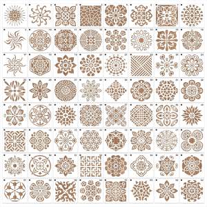 64 verschiedene Mandala Schablonen