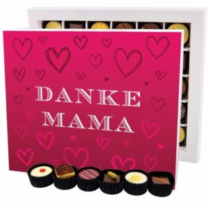 Pralinen Geschenk für Mama – handgemacht in edler Geschenkbox, mit Aufdruck: Danke Mama